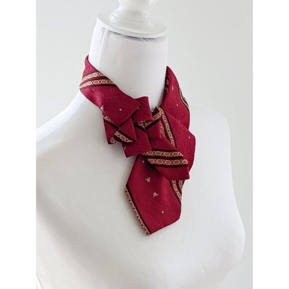 Ogsplosh Red And Gold Ascot - Vintage Scarf - Casual Accessories For Women - NEW - Picture 4 of 8
